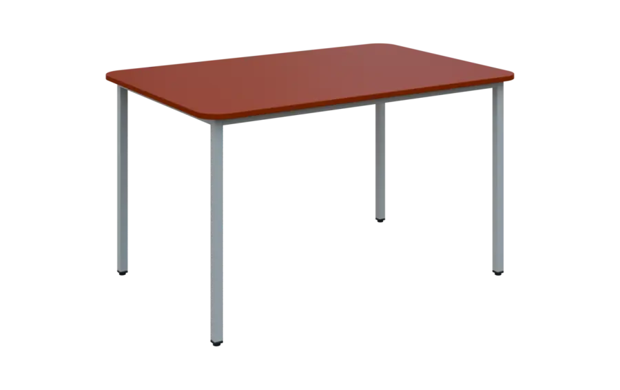JSBR 130N Jídelní stůl 1300 x 900 mm, deska cihlově červená / podnož stříbrná